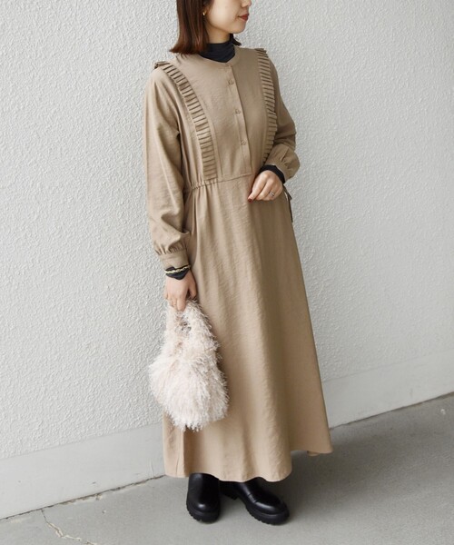 SHIPS Colors:〈手洗い可能〉プリーツ デザイン ロングスリーブ