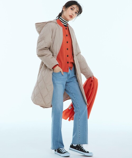 セール】【洗える/撥水加工】中綿 ロング パディング アウター（ダウン