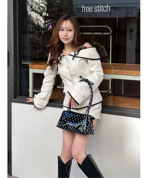 ボンディングツイードオフショルチュニック（その他トップス）｜Darich