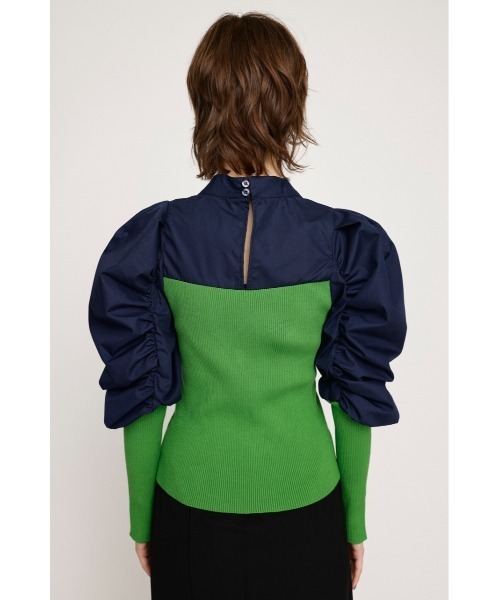 SLY（スライ）の「WOVEN SLEEVE DOCKING TOPS ウーブン スリーブ