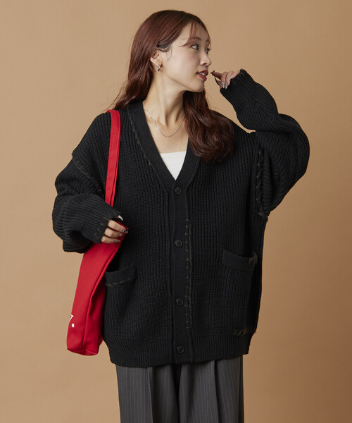 セール】限定展開 リラックスフィット ハンドステッチデザイン 畦編み