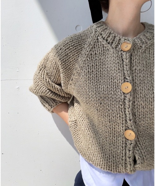 ハンドニットウールブレンドカーディガン（comochi original