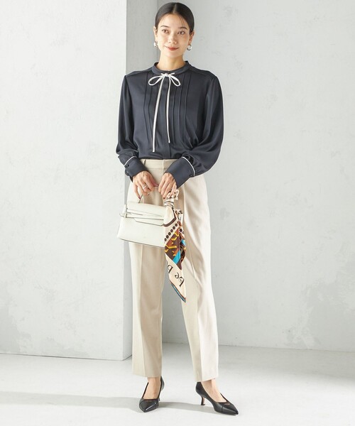 セール】〈手洗い可能〉ハンマー サテン ピンタック ブラウス（シャツ