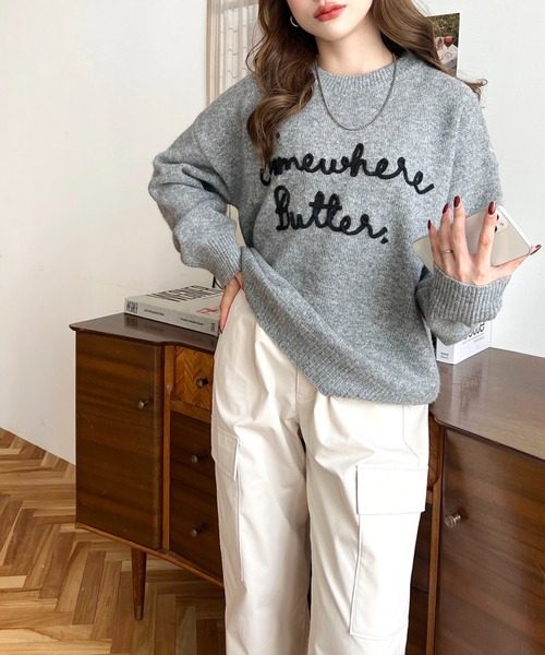 LOULOU select（ルルセレクト）の「6G コードロゴ刺繍ニットプル