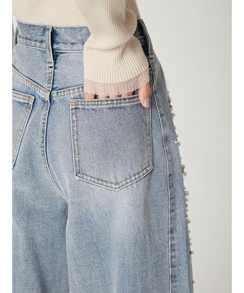 FRAY I.D（フレイアイディー）の「ハイウエストビジューデニム（デニム