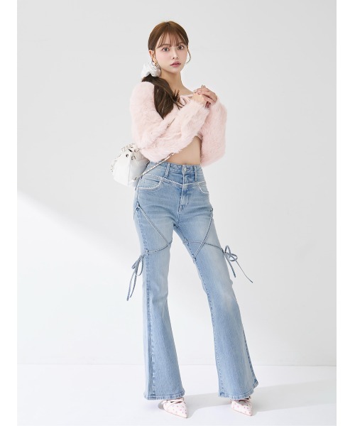 ピコレースハイウエストフレアデニム（デニムパンツ）｜Darich