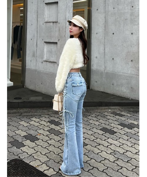 ピコレースハイウエストフレアデニム（デニムパンツ）｜Darich