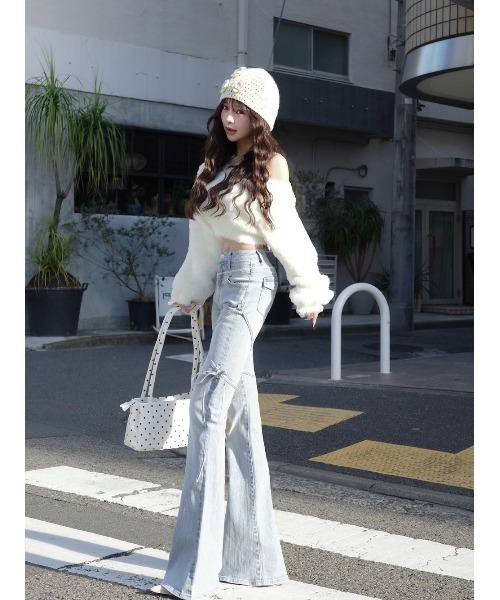 ピコレースハイウエストフレアデニム（デニムパンツ）｜Darich