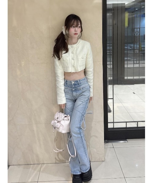 ピコレースハイウエストフレアデニム（デニムパンツ）｜Darich