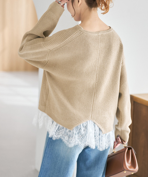 Spick & Span（スピックアンドスパン）の「レースドッキング畦ニット