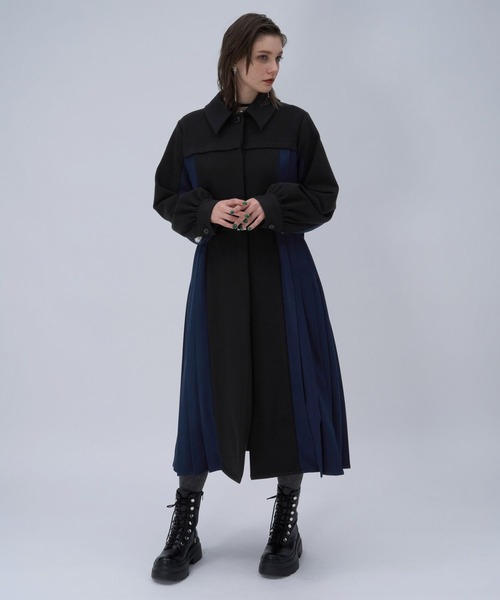 セール】ハイショクサイドプリーツコート(HARE)（ステンカラーコート
