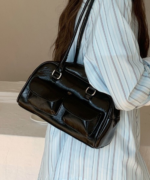 セール】ダブルポケットロングハンドルボストンバッグ（ボストンバッグ