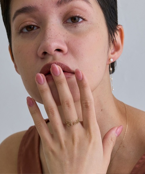 セール】【K10】メッセージラインリング/ハートモチーフ（リング