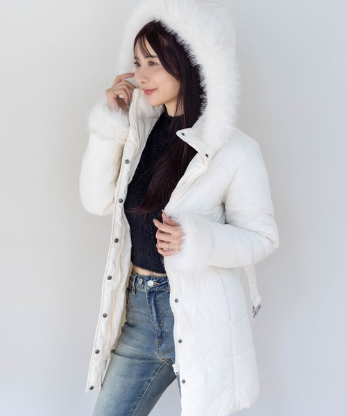 セール】ベルト付きミドル丈中綿ダウン［大人 カジュアル 着回し力抜群