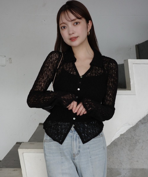 セール】【ZOZO限定】ウールレースポロニットトップス（ポロシャツ