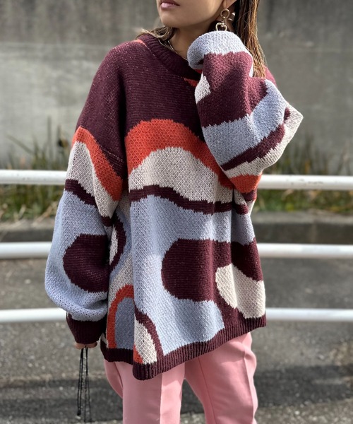 mi via loca（ミヴィアロカ）の「ダブルジャガード マーブルウェーブ柄