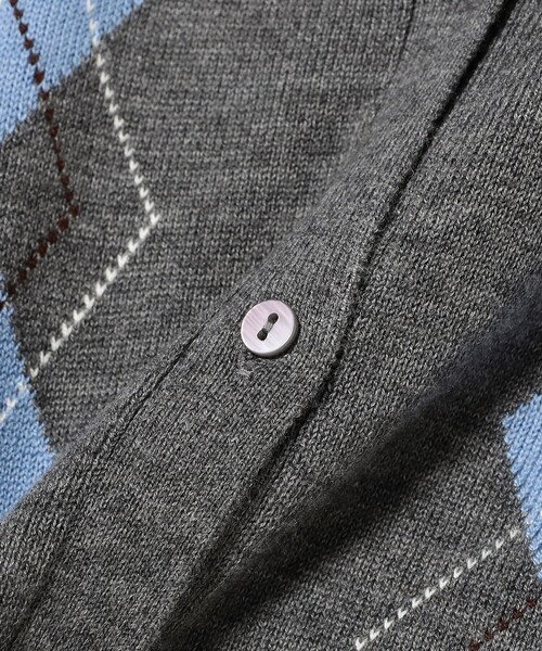 セール】アーガイル クルーネック カーディガン [手洗い可