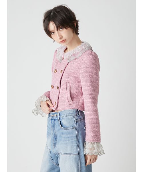 L.B CANDY STOCK]スカラップビジューアタッチドジャケット（テーラード