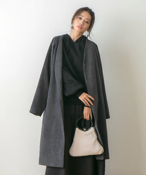 ノーカラーロングコート（ノーカラーコート）｜rectangle