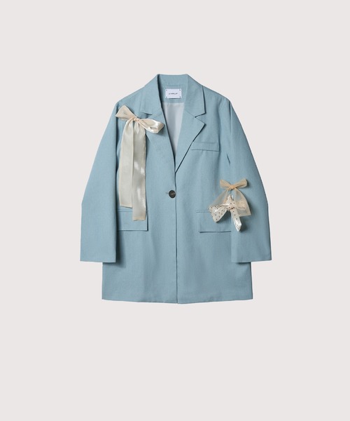 Ribbon Attacthed Black Jacket（テーラードジャケット）｜LA POMME