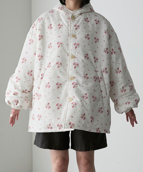 forksy.】花柄リバーシブルフーディ中綿ジャケット forksy.│MONO-MART