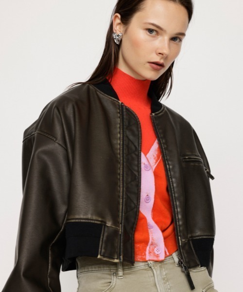 VINTAGE F/LEATHER CROP BZ ヴィンテージ フェイクレザー クロップ