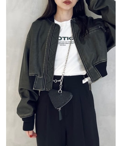 SLY（スライ）の「VINTAGE F/LEATHER CROP BZ ヴィンテージ フェイク
