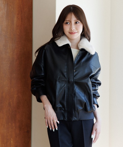 セール】【ファー襟取り外し可能】2way short jacket（2ウェイショート