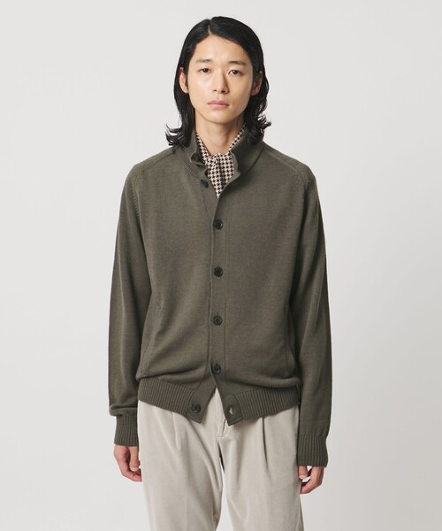 セール】YAMAGATA ミドルゲージ レイズドネック ニット（カーディガン