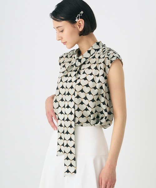 アナイ bouquet プリント ミニフリルブラウス bouquet プリント