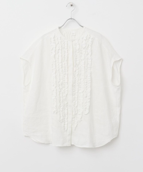 かぐれ（カグレ）の「リネンフリルフレンチワイドシャツ（シャツ