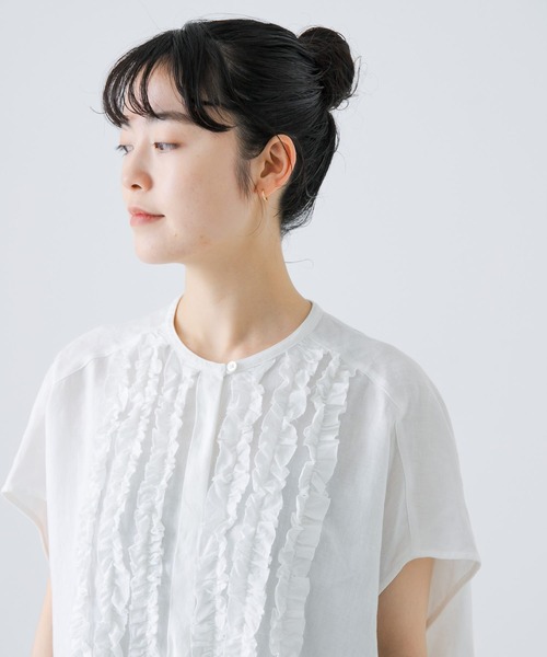 かぐれ（カグレ）の「リネンフリルフレンチワイドシャツ（シャツ