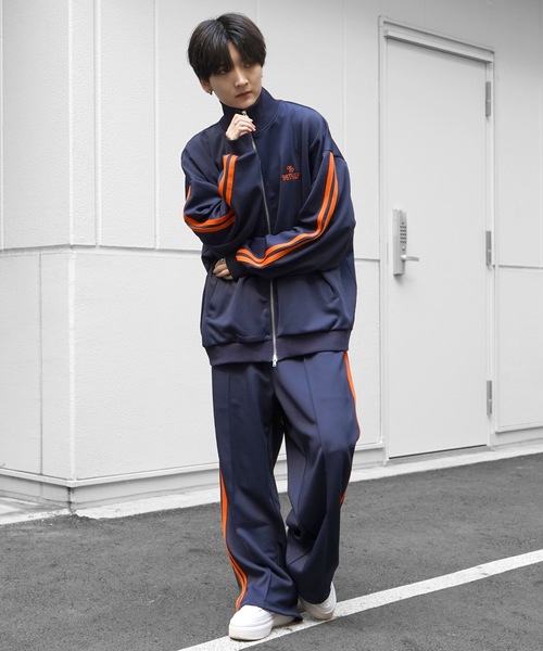 96thes】韓国ストリート ドロスト ワンポイント刺繍 サイドライン