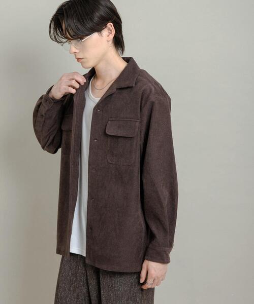 セール】ブロックコーデュロイオープンカラーシャツ（シャツ/ブラウス