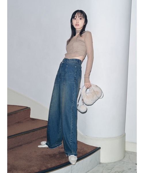 SNIDEL（スナイデル）の「デザインワイドデニム（デニムパンツ）」 - WEAR