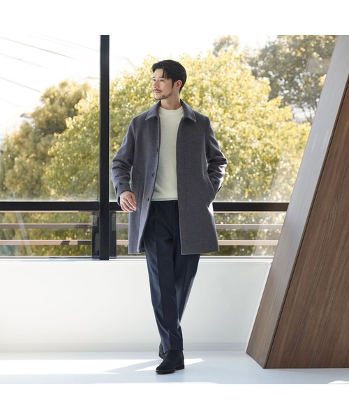 WEB限定 WARDROBE SMART】PE メルトン バルカラーコート（ステンカラー
