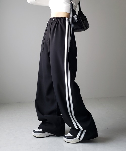 3size／3color 】2WAYドロストサイドラインルーズトラックワイド