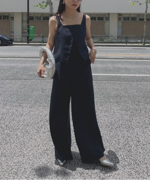 Ameri（アメリ）の「VEST SET BARE TOP ROMPERS（つなぎ