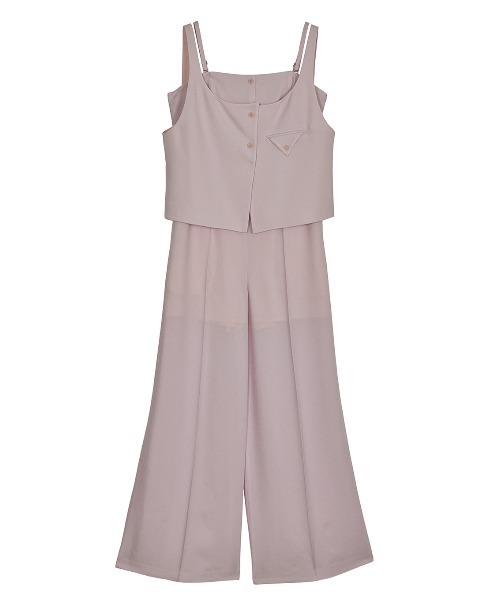 Ameri（アメリ）の「VEST SET BARE TOP ROMPERS（つなぎ