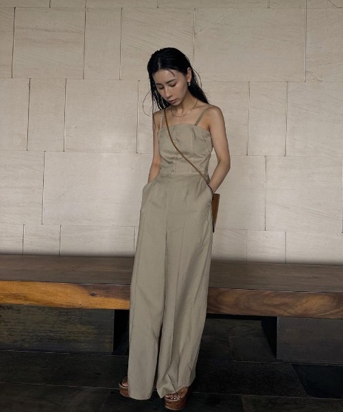 Ameri（アメリ）の「VEST SET BARE TOP ROMPERS（つなぎ