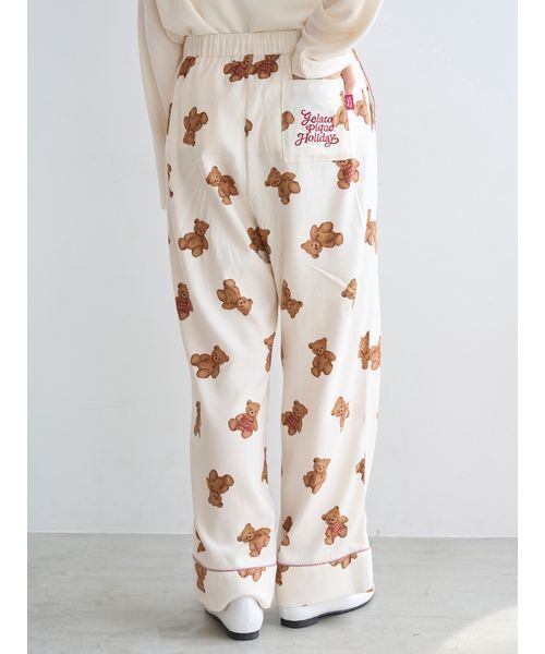セール】【HOLIDAY】ベア柄ネルロングパンツ（ルームウェア/パジャマ