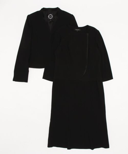 喪服】【前ファスナー】スタンドカラージャケット＆セミフレア