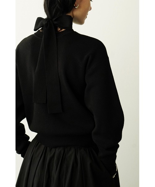 セール】W FACE NECK RIBBON KNIT TOPS（ニット/セーター）｜CLANE