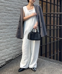 サロペット/オーバーオール（ホワイト/白色系・コットン）ファッション