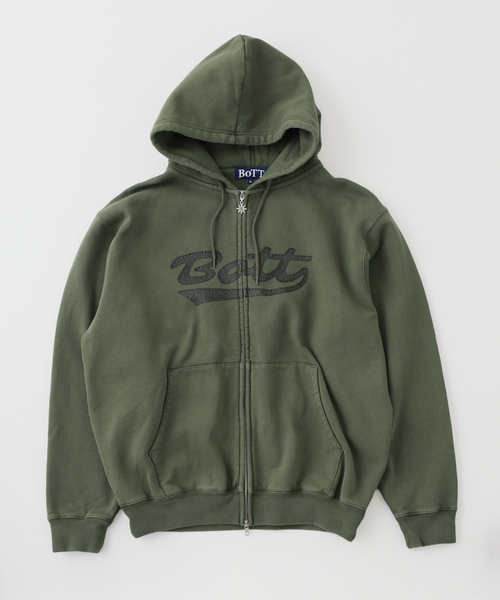 BOTT（ボット）の「【BoTT / ボット】Washed Script Logo Zip Hoodie