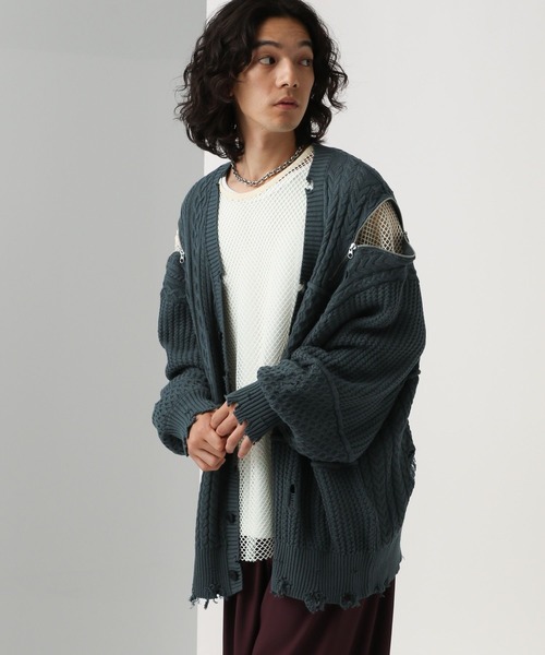 HARE（ハレ）の「BIGダメージZIPカーディガン(HARE)（カーディガン