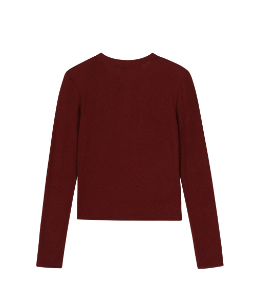 リボンタイドニットカーディガン_ワイン（カーディガン/ボレロ