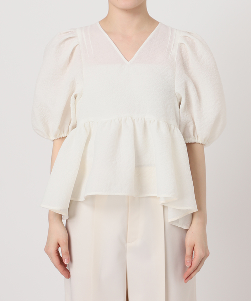 セール】《追加》【洗える】シアーノイズジャガードブラウス（シャツ