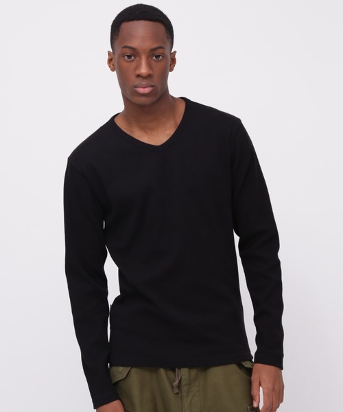 DAILY/デイリー》MINI WAFFLE V-NECK L/S T-SHIRT / ミニワッフル 長袖