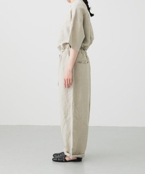 かぐれ（カグレ）の「リネンハーフスリーブオールインワン（サロペット